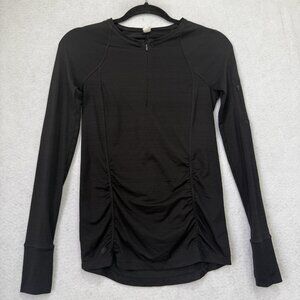 Athleta Pullover Womens XS Black Half Zip Running Shirt Thumbholes Zip Pockets